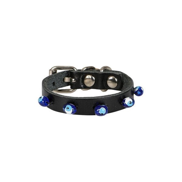 Cattie XS Boncuklu Deri Boyun Tasması Siyah 1x12-16 Cm | Köpek Boyun Tasması