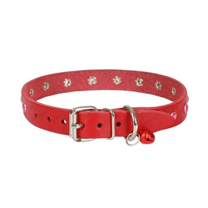 Cattie XXL Gerçek Deri Taşlı Boyun Tasması Kırmızı 1.5x27-33 Cm | Kedi Boyun Tasması Cattie XXL Gerçek Deri Taşlı Boyun Tasması Kırmızı 1.5x27-33 Cm | Kedi Boyun Tasması