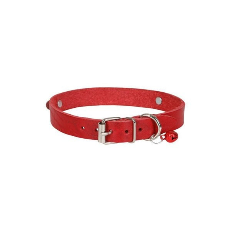 Cattie XXL İsimlikli El Yapımı Gerçek Deri Boyun Tasması Kırmızı 1.5x29-34 Cm | Kedi Boyun Tasması