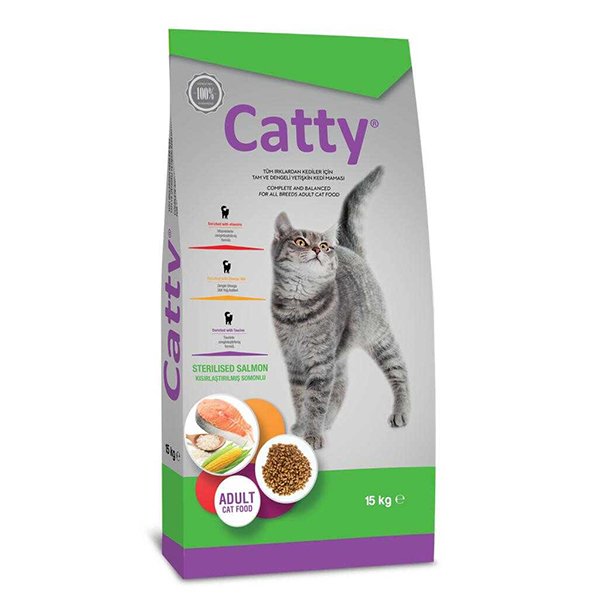 Catty 15 Kg Kısırlaştırılmış Somonlu  Yetişkin | Somonlu Kedi Kuru Maması