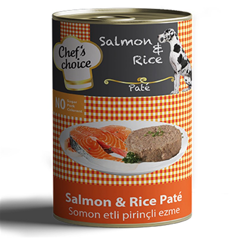 Chef's Choice 400 Gr Somonlu Pirinçli Ezme | Tavru Köpek Konservesi Chef's Choice 400 Gr Somonlu Pirinçli Ezme | Tavru Köpek Konservesi