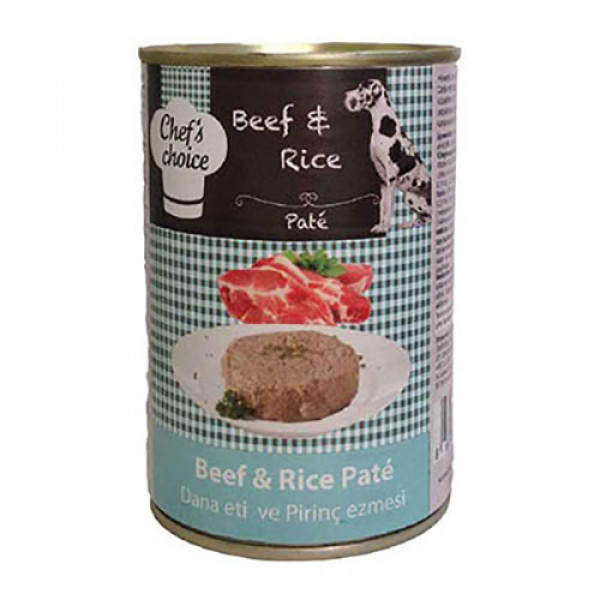 Chef's Choice 6 Adet Dana ve Pirinç Ezmesi Yetişkin 400 Gr | Yetişkin Köpek Konserve Maması