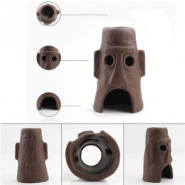 13 Cm Karides Seramik Konuşan Surat Kahverengi | Akvaryum Dekor Fon