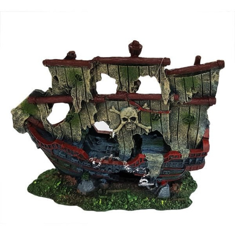 Chicos 19,7x8x17 Cm Batık Gemi | Akvaryum Dekor Fon