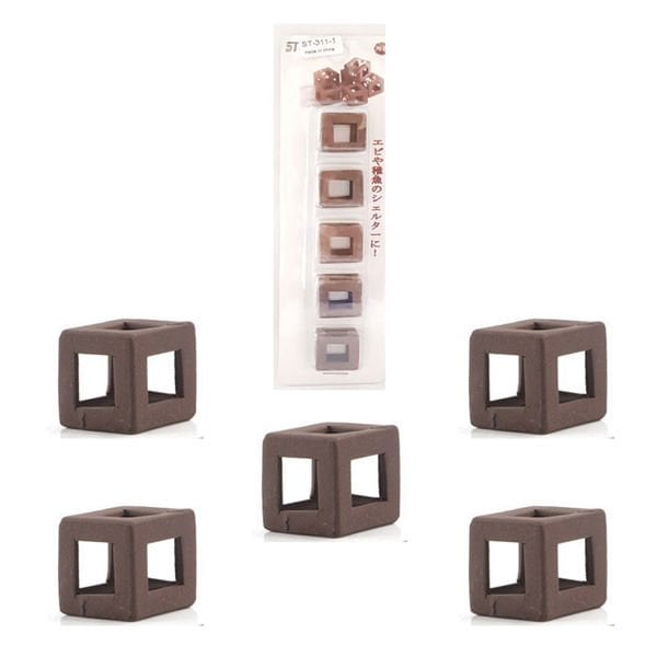 Chicos 5 Adet Karides Seramik Küp Kalın Kahverengi 2x2 Cm | Akvaryum Dekor Fon