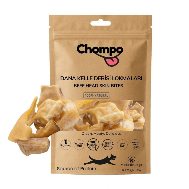 Chompo 100 Gr Kurutulmuş Dana Kelle Derisi Köpek Ödül Maması 