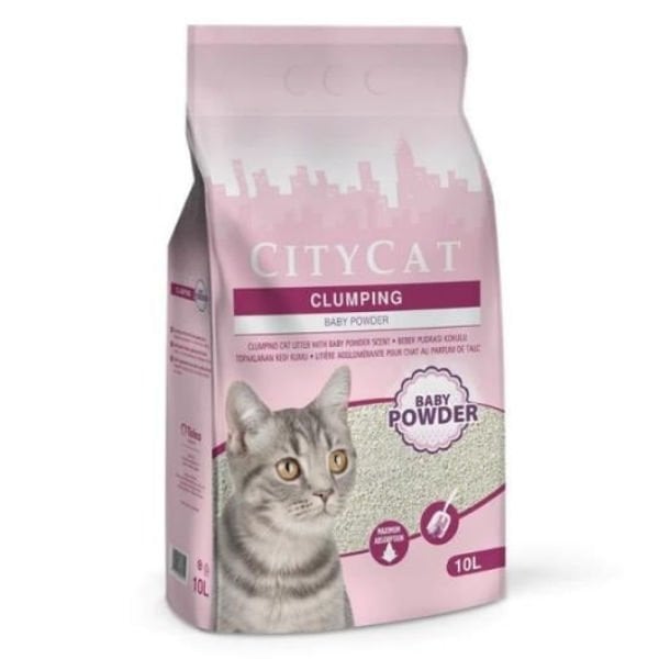 City Cat Clumping Bebek Pudrası Kokulu Topaklanan Kedi Kumu 10 Lt | Doğal Kedi Kumu