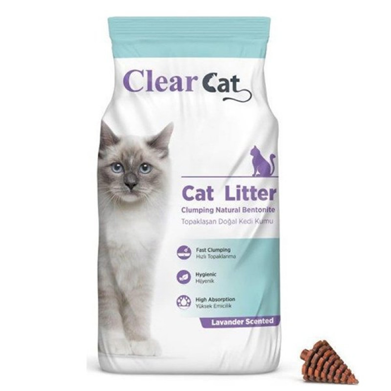Clear Cat 10 Kg Lavantalı Topaklanan Doğal Bentonit Kedi Kumu İnce | Doğal Kedi Kumu Clear Cat 10 Kg Lavantalı Topaklanan Doğal Bentonit Kedi Kumu İnce | Doğal Kedi Kumu