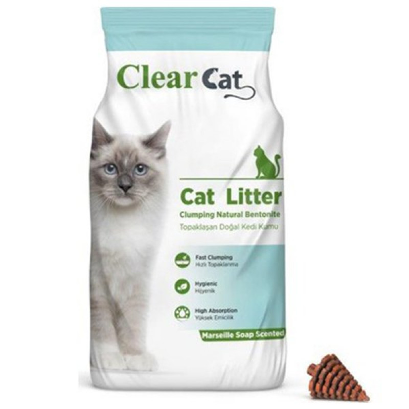 Clear Cat 10 Kg Sabunlu Topaklanan Doğal Bentonit Kedi Kumu İnce | Doğal Kedi Kumu Clear Cat 10 Kg Sabunlu Topaklanan Doğal Bentonit Kedi Kumu İnce | Doğal Kedi Kumu
