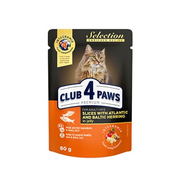 Club 4 Paws 80 Gr Premium Selection Enriched Recipe Adult Jöleli Ringa | Balıklı Yaş Kedi Maması