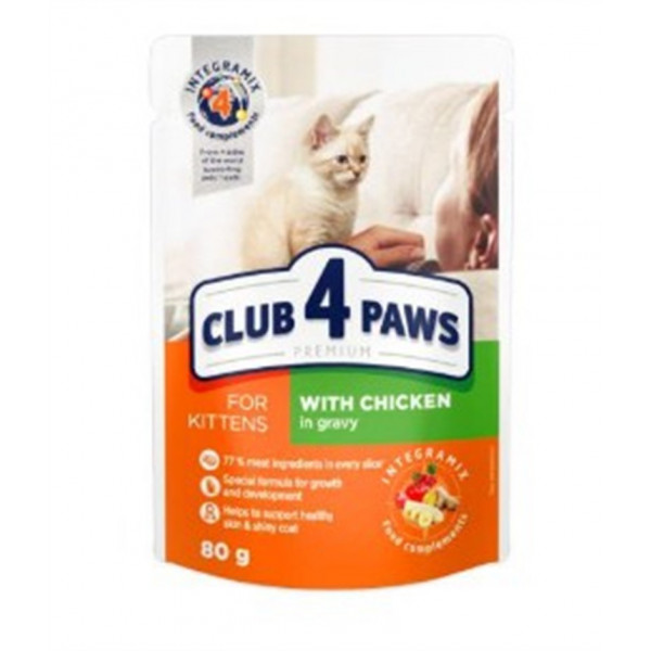 Club 4 Paws 80 Gr Premium Yavru Soslu Tavuk Etli | Yavru Kedi Maması
