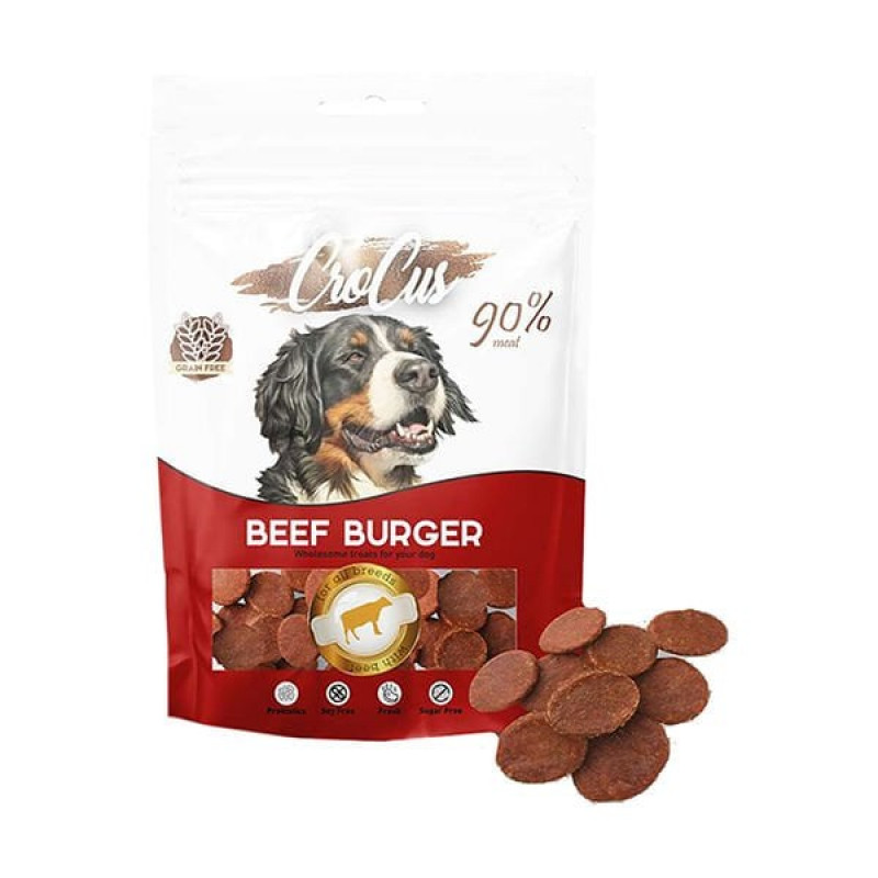 Crocus 80 Gr Beef Burger Biftek | Köpek Atıştırmalık Ödül Maması Crocus 80 Gr Beef Burger Biftek | Köpek Atıştırmalık Ödül Maması