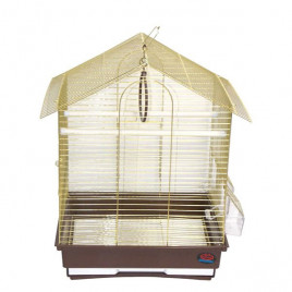 Dayang 35x28x46 Cm İki Kapılı Çatılı Kafes Kahverengi Sarı | Kuş Kafesi Dayang 35x28x46 Cm İki Kapılı Çatılı Kafes Kahverengi Sarı | Kuş Kafesi