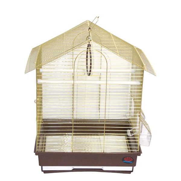 Dayang 35x28x46 Cm İki Kapılı Çatılı Kafes Kahverengi Sarı | Kuş Kafesi