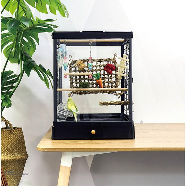 Dayang 39.5x43x51.3 Cm Kırılmaz Camlı Kafes Siyah | Kuş Kafesi