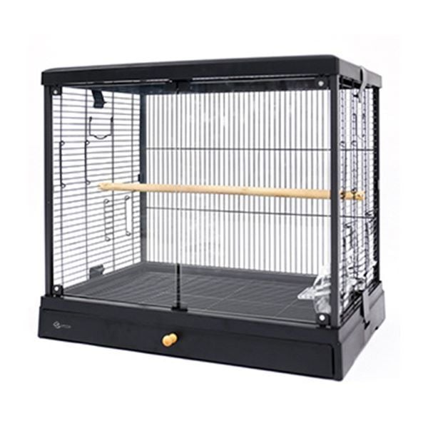 Dayang 62x42x55 Cm Üstten Açılır Cam Kafes Siyah | Kuş Kafesi