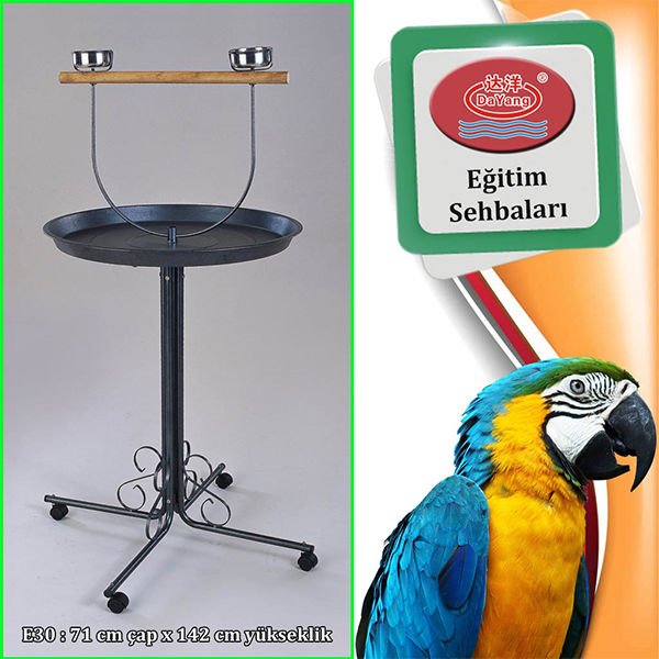 Dayang 70x145 Cm Papağan Eğitim Sehpası Siyah | Kuş Kafesi