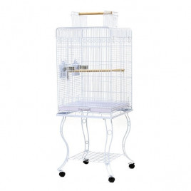 Dayang Ayaklı Ferforje Papağan Kafesi Beyaz 54x54x134 Cm