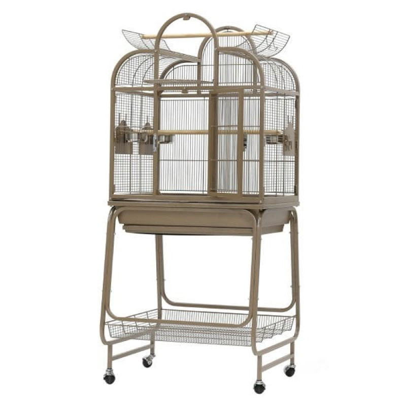 Dayang Luxury Tekerlekli Ayak Açılır Papağan Kafesi Kahverengi 70x63x157 Cm