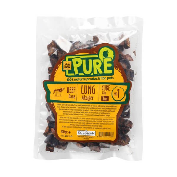 Delibon 100 Gr Kurutulmuş Küp Şeklinde Dana Akciğer 1 Cm | Kurutulmuş Köpek Ödül Maması