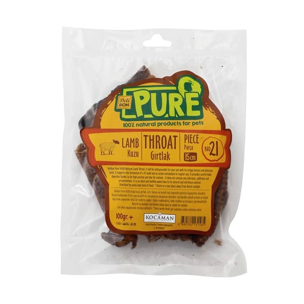 Delibon 100 Gr Kurutulmuş Parça Kuzu Gırtlak 15 Cm | Kurutulmuş Köpek Ödül Maması