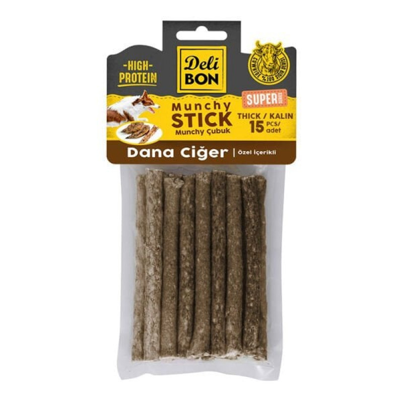 Delibon 15'li Süper Munchy Stick Dana Ciğer | Köpek Kemik Ödül Maması Delibon 15'li Süper Munchy Stick Dana Ciğer | Köpek Kemik Ödül Maması