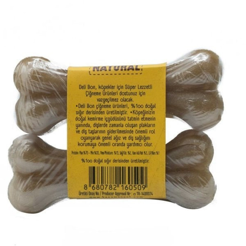 Delibon 2'li Natural Pres 7 Cm | Köpek Press Çiğneme Kemiği