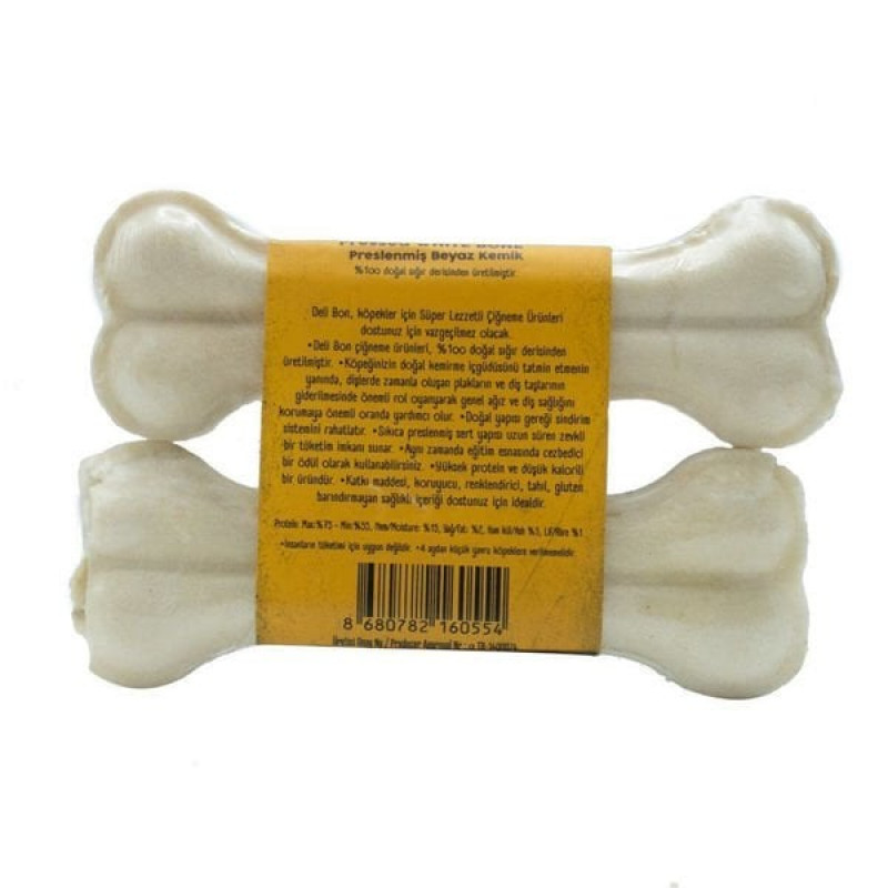 Delibon 2'li S Pres Beyaz 12 Cm | Köpek Press Çiğneme Kemiği