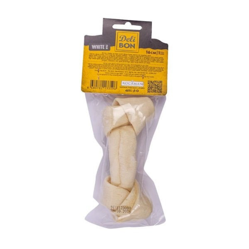 Delibon 21 Cm Düğüm Kemik Beyaz | Düğümlü Köpek Çiğneme Kemiği