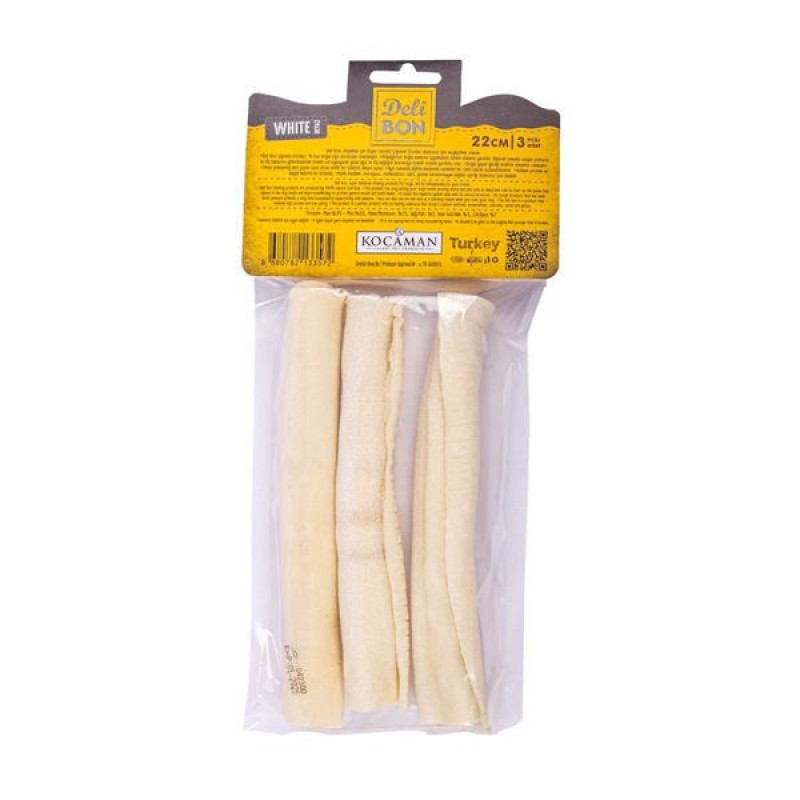 Delibon 3'lü White Sığır Derisi Dürüm 22 Cm | Köpek Kemik Ödül Maması