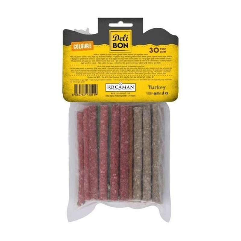 Delibon 30'lu Deri Munchy Çubuk Orta Boy Karışık Renk | Köpek Kemik Ödül Maması