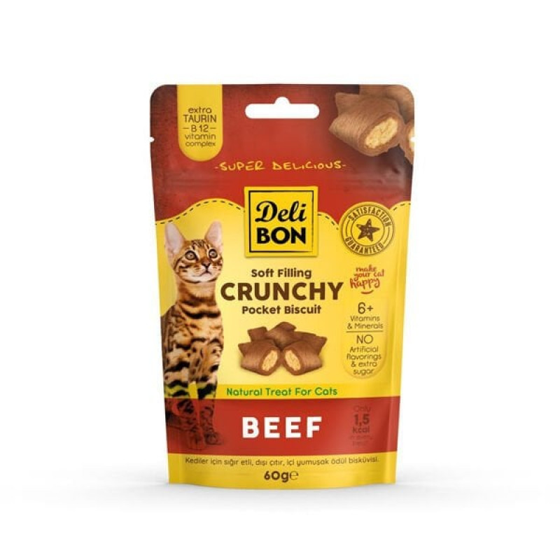 Delibon 60 Gr Chrunchy Biftek | Kedi Bisküvi Ödül Maması Delibon 60 Gr Chrunchy Biftek | Kedi Bisküvi Ödül Maması