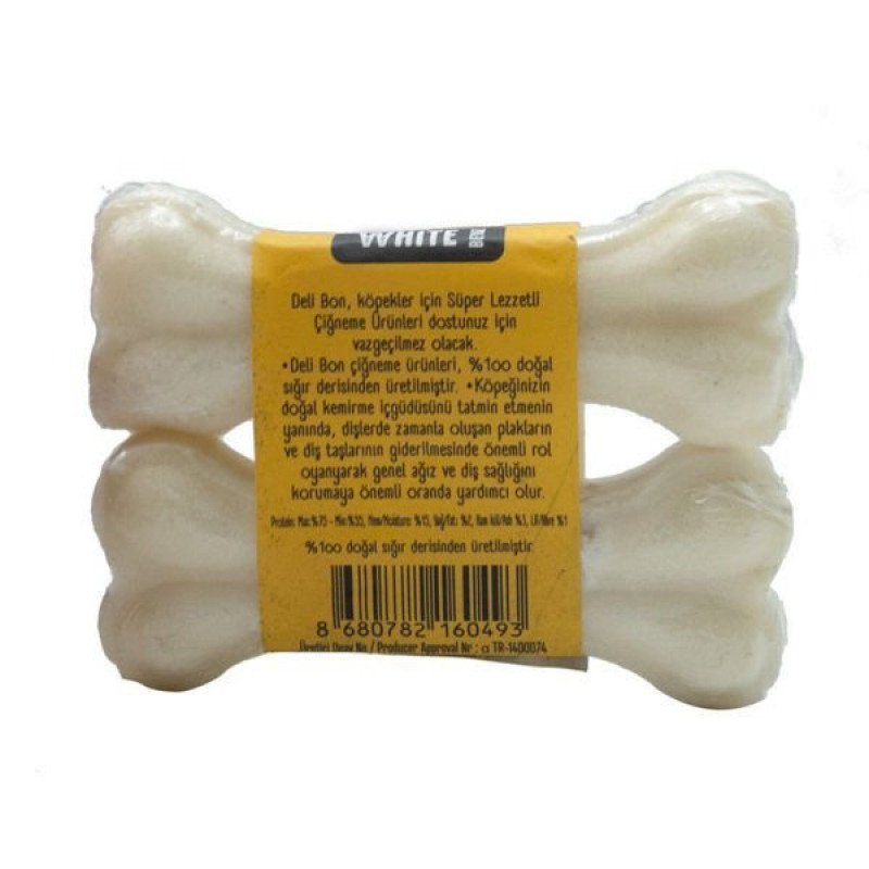 Delibon XS 2'li Deri Pres Vakumlu Kemik 7 Cm | Köpek Press Çiğneme Kemiği