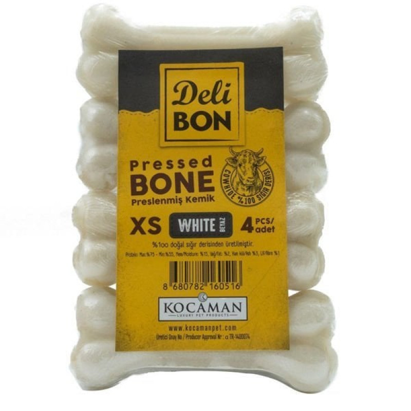 Delibon XS 4'lü Pres Beyaz 7 Cm | Köpek Press Çiğneme Kemiği Delibon XS 4'lü Pres Beyaz 7 Cm | Köpek Press Çiğneme Kemiği