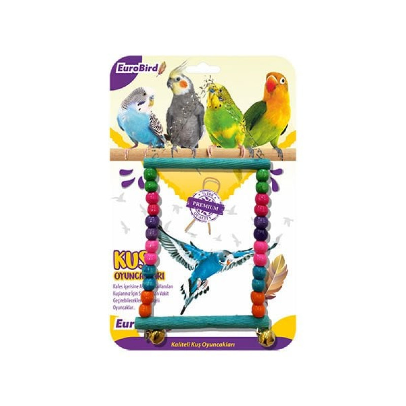 Euro Bird Boncuklu Dikdörtgen Salıncak Renkli | Kuş Salıncağı Euro Bird Boncuklu Dikdörtgen Salıncak Renkli | Kuş Salıncağı