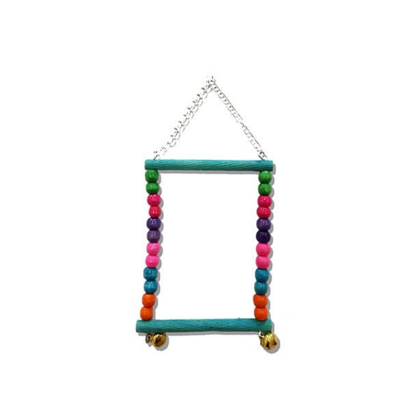 Euro Bird Boncuklu Dikdörtgen Salıncak Renkli | Kuş Salıncağı