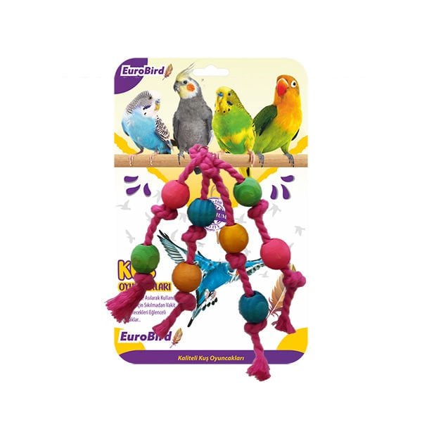 Euro Bird Boncuklu İp Kırmızı | Kuş Salıncağı