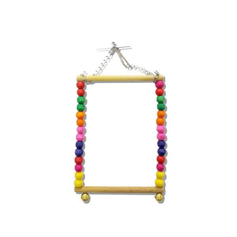 Euro Bird Boncuklu Kare Salıncak Renkli | Kuş Salıncağı