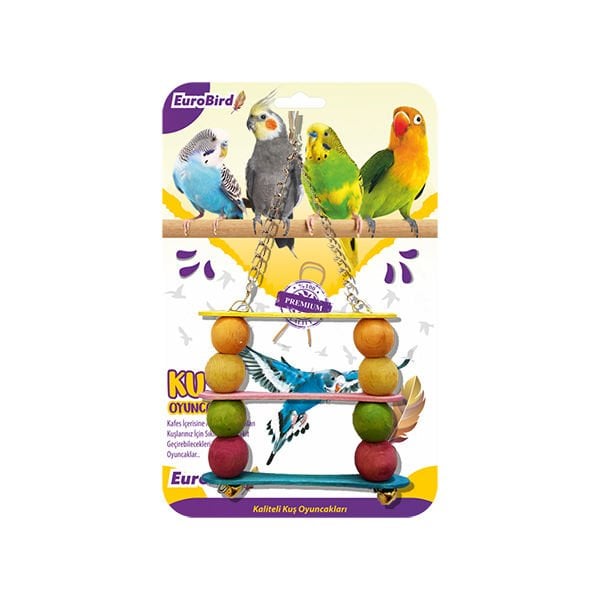 Euro Bird Boncuklu Üçlü Salıncak Renkli | Kuş Salıncağı