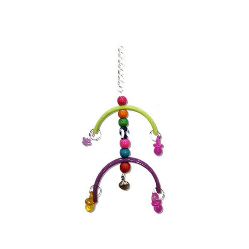 Euro Bird Boncuklu Yarım Ay Renkli | Kuş Salıncağı