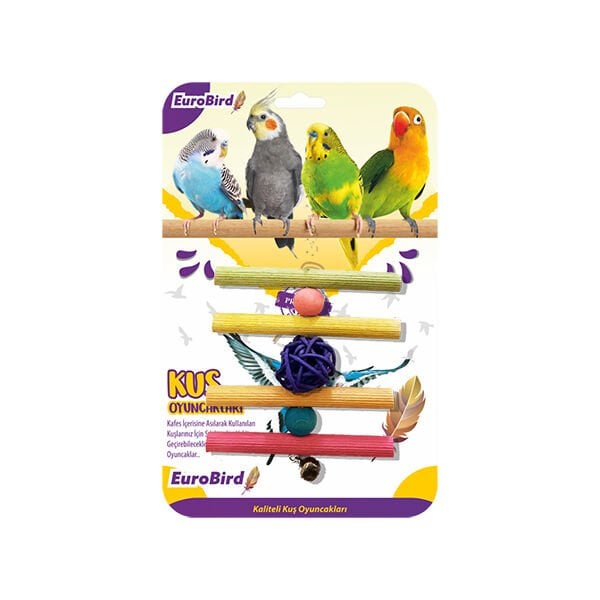 Euro Bird Dörtlü Tahta Merdiven Renkli | Kuş Salıncağı