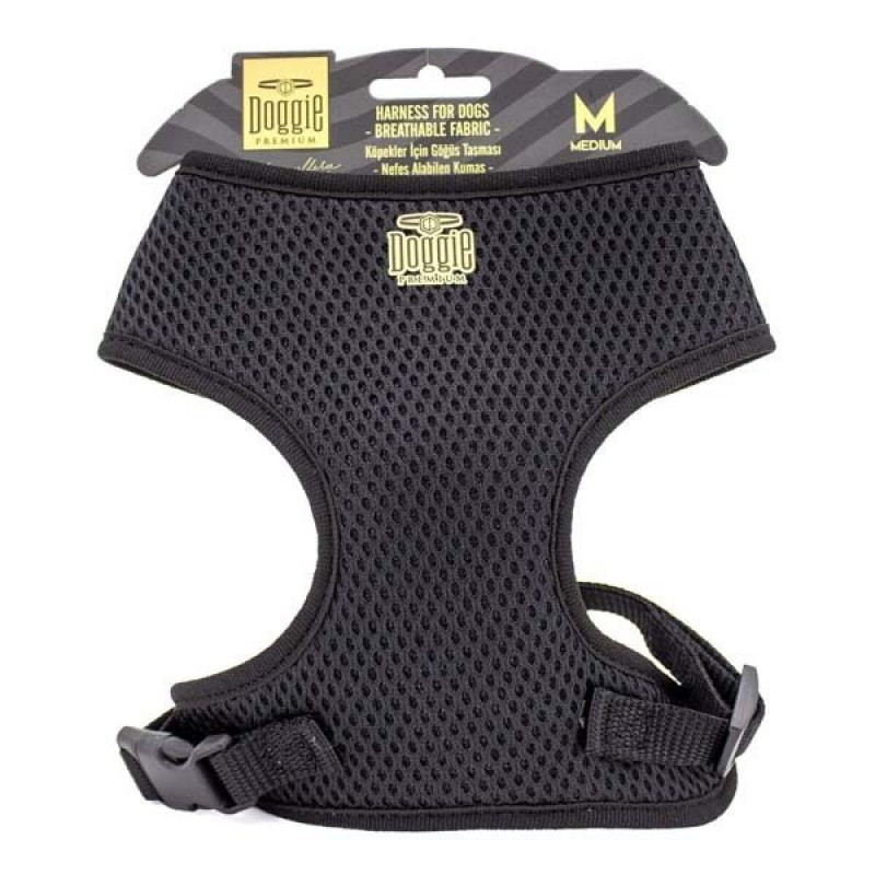 Doggie 1,5x35-45 Cm Dokuma Havalı Junior Göğüs Tasması Siyah | Köpek Göğüs Tasması