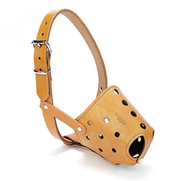 Doggie 1,5x45-45cm Kısa Burun Koruma Deri Ağızlık  Camel | Köpek Ağızlığı