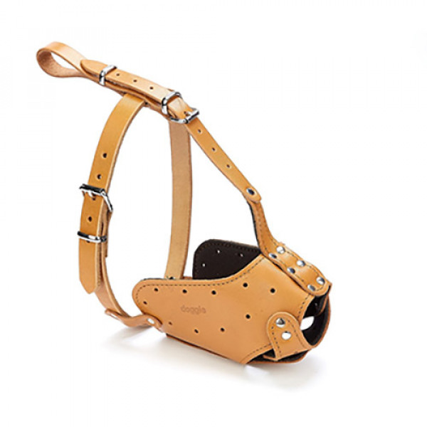Doggie 1,5x45-45cm Uzun Burun Koruma Deri Ağızlık Camel | Köpek Ağızlığı