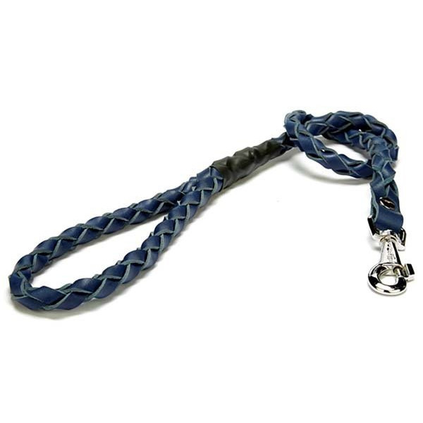 Doggie 2,5x120 Cm Örgülü Deri Gezdirme Tasması Medium Mavi | Köpek Gezdirme Tasması