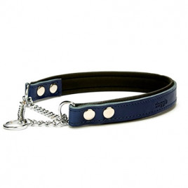 2,5x40 50 Cm Konfor Deri Zincir Boğma Tasma Royalblue | Köpek Eğitim Tasması