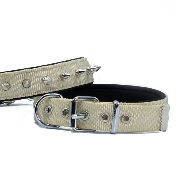 Doggie 2,5x42-50 Cm Konfor Dokuma Çivili Boyun Tasması Haki Large | Köpek Boyun Tasması