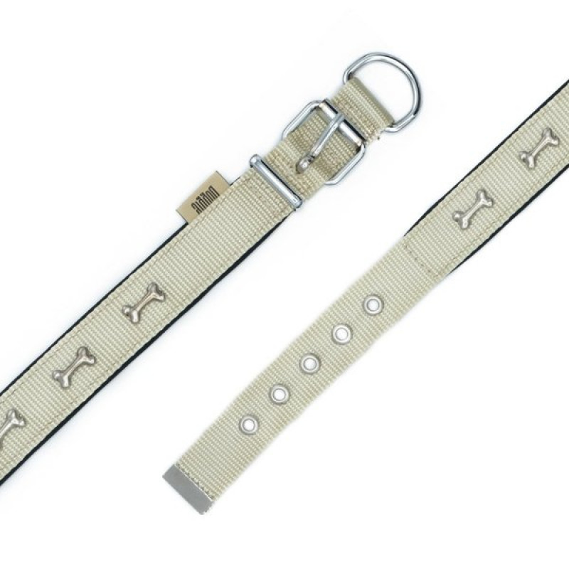 Doggie 2,5x42-50 Cm Konfor Dokuma Kemikli Boyun Tasması Haki Large | Köpek Boyun Tasması