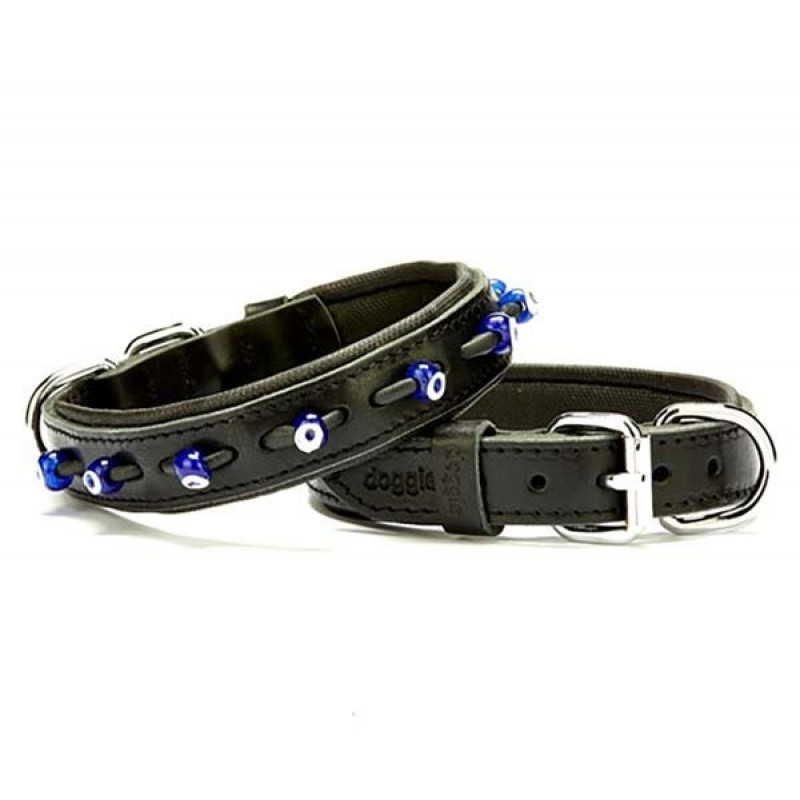 Doggie 2.5x45 Cm Comfort Deri Nazar Boncuklu Boyun Tasması Medium Siyah | Köpek Boyun Tasması Doggie 2.5x45 Cm Comfort Deri Nazar Boncuklu Boyun Tasması Medium Siyah | Köpek Boyun Tasması