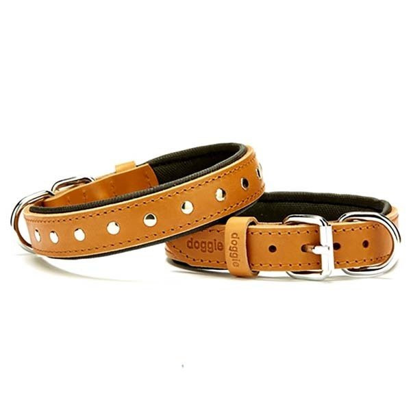 Doggie 2.5x45 Cm Comfort Deri Rivetli Boyun Tasması Medium Camel | Köpek Boyun Tasması